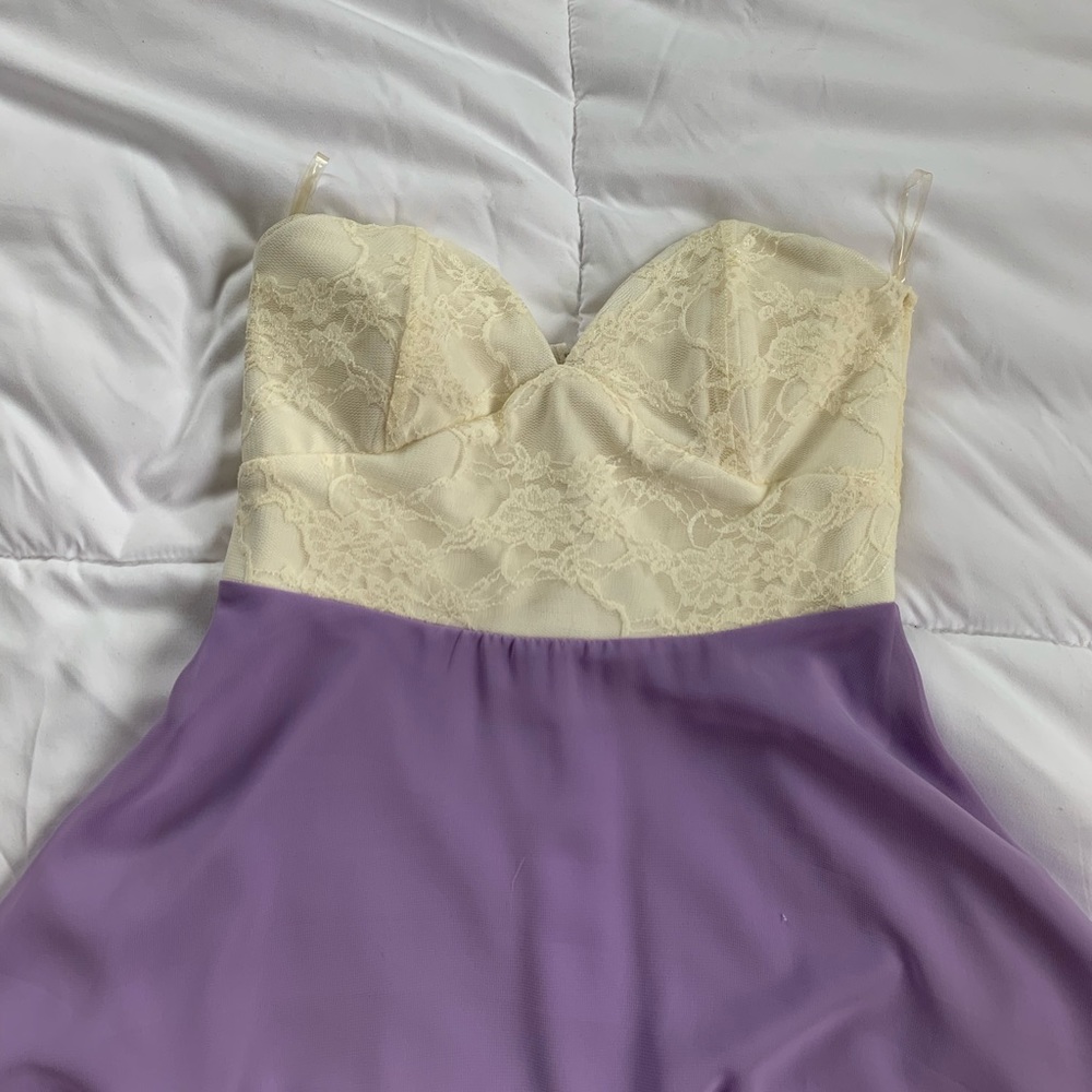 Tobi White and Lavender Flowy Dress